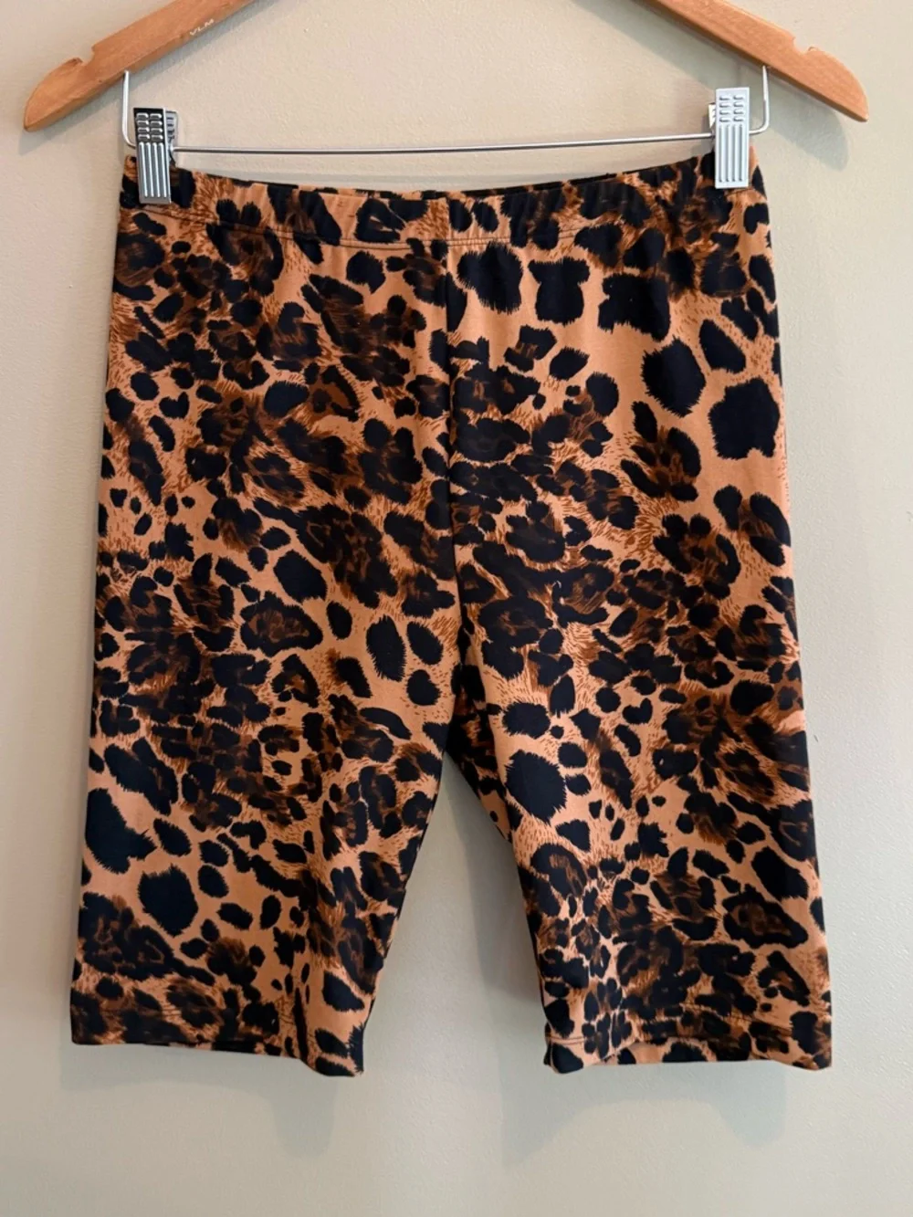 ZENANA Leopard-Print Bike Shorts in Brown and Black